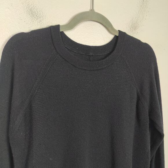 Lululemon Sit In Lotus Sweater Womens Medium Black Merino Wool Pullover Knit - Picture 2 of 7